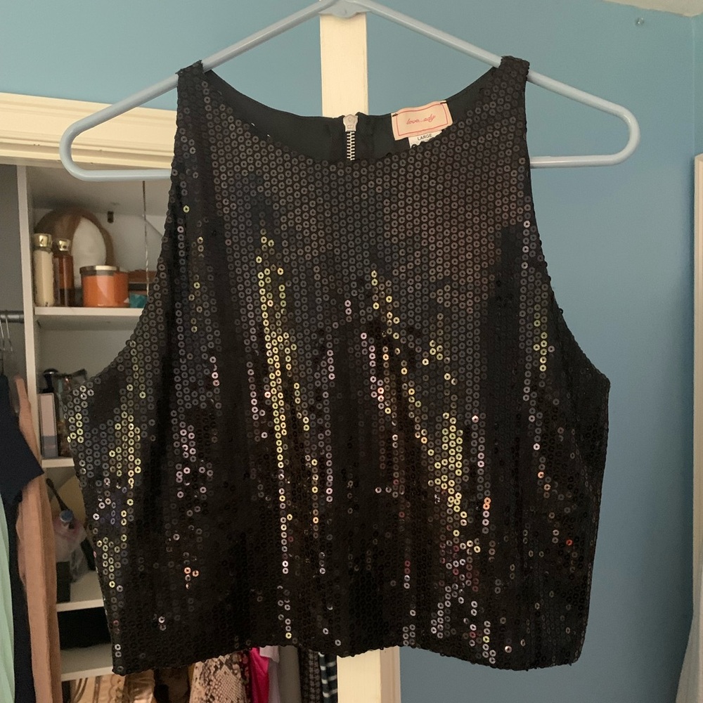 Love…ady Black Sequin top
